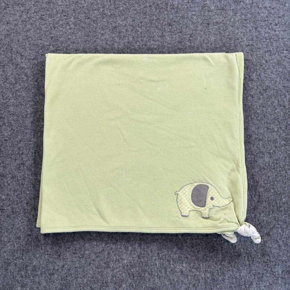 Gymboree Elephant Baby Blanket Green Polka Dot Knotted Corners 100% Cotton 2009